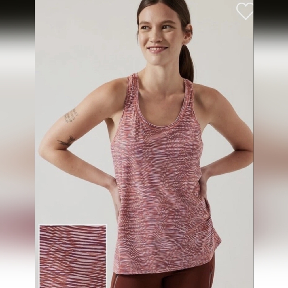 ATHLETA Tank Top Ultimate Scoop Racerback Tank Maeve Striped Size L EUC